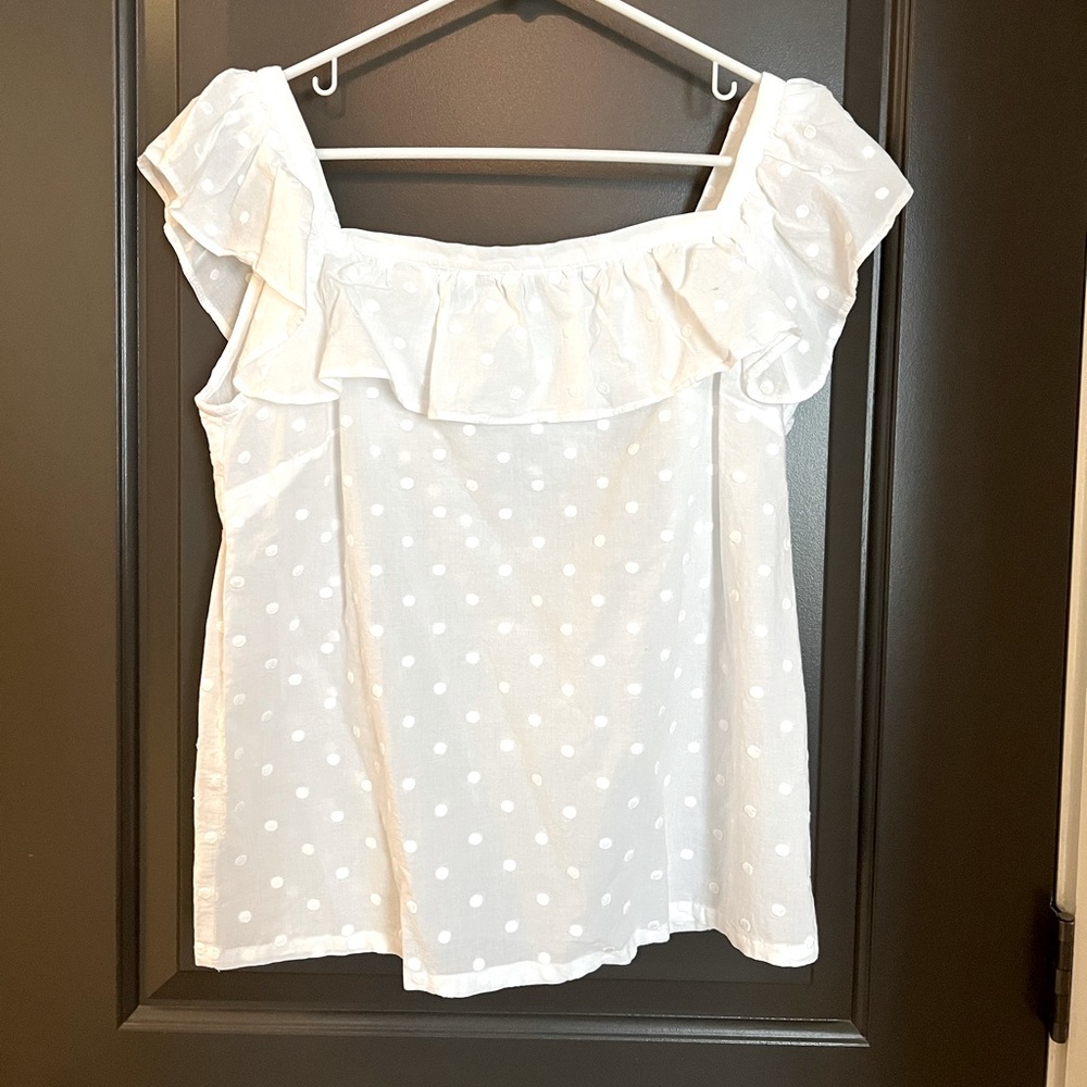 Ann Taylor polka dot ruffle top